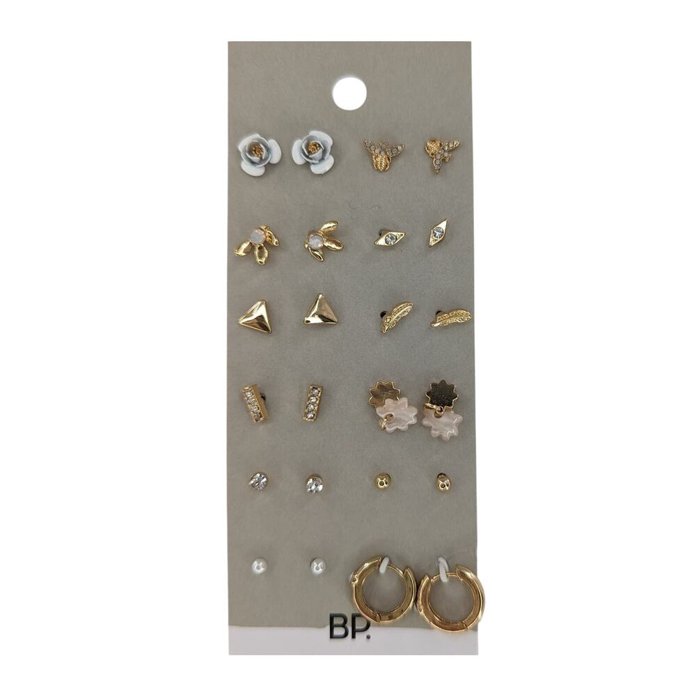 Set of 12 Earrings Firefly Roses Studs Huggie by BP - Picture 5 of 5